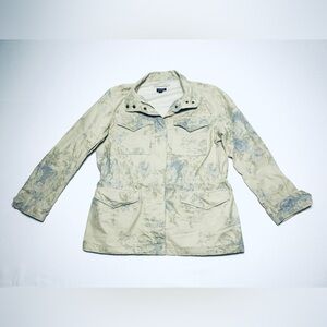 VTG Chaps Ralph Lauren Anorak Cobble Ave Beige Blue Floral Utility Jacket 🧥